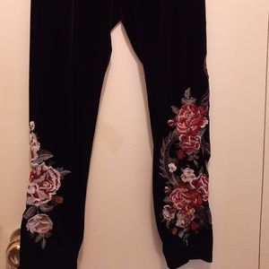 Johnny Was Black Velvet Leggings Large